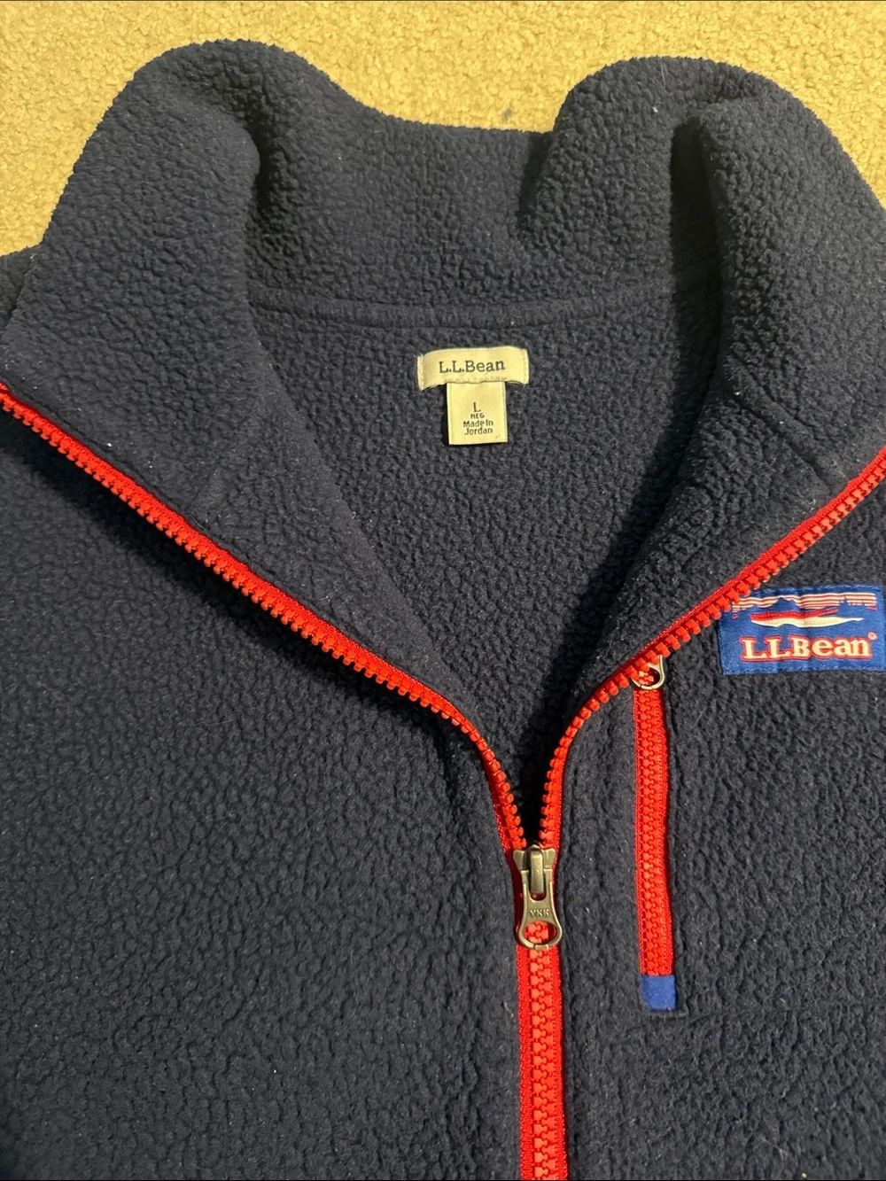 L.L. Bean Men's Blue Two-Tone Fleece Half-Zip with Red Trim